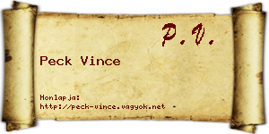 Peck Vince névjegykártya